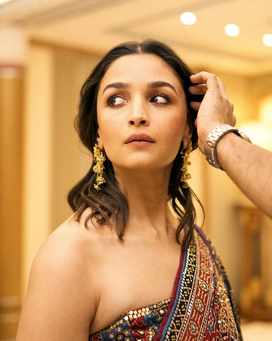 Bollywood Actress Alia Bhatt Photoshoot in Maroon Color Saree